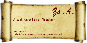 Zsatkovics Andor névjegykártya